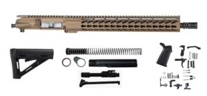 burnt bronze rifle kit chambered in 5.56 with all necessary components to complete rifle